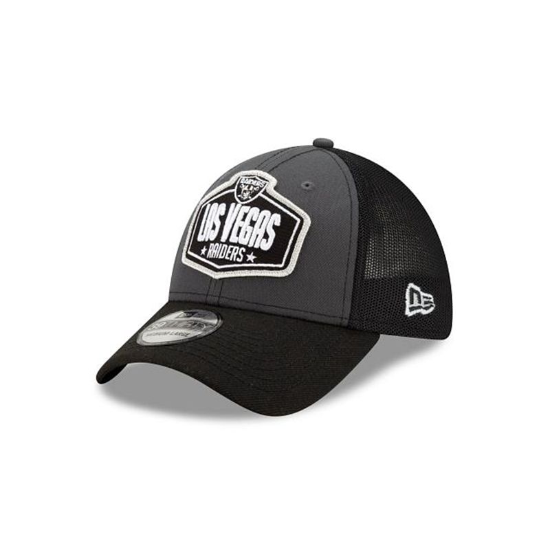 NFL Las Vegas Raiders Draft 39Thirty Stretch Fit (QSX6519) - Grey New Era Caps